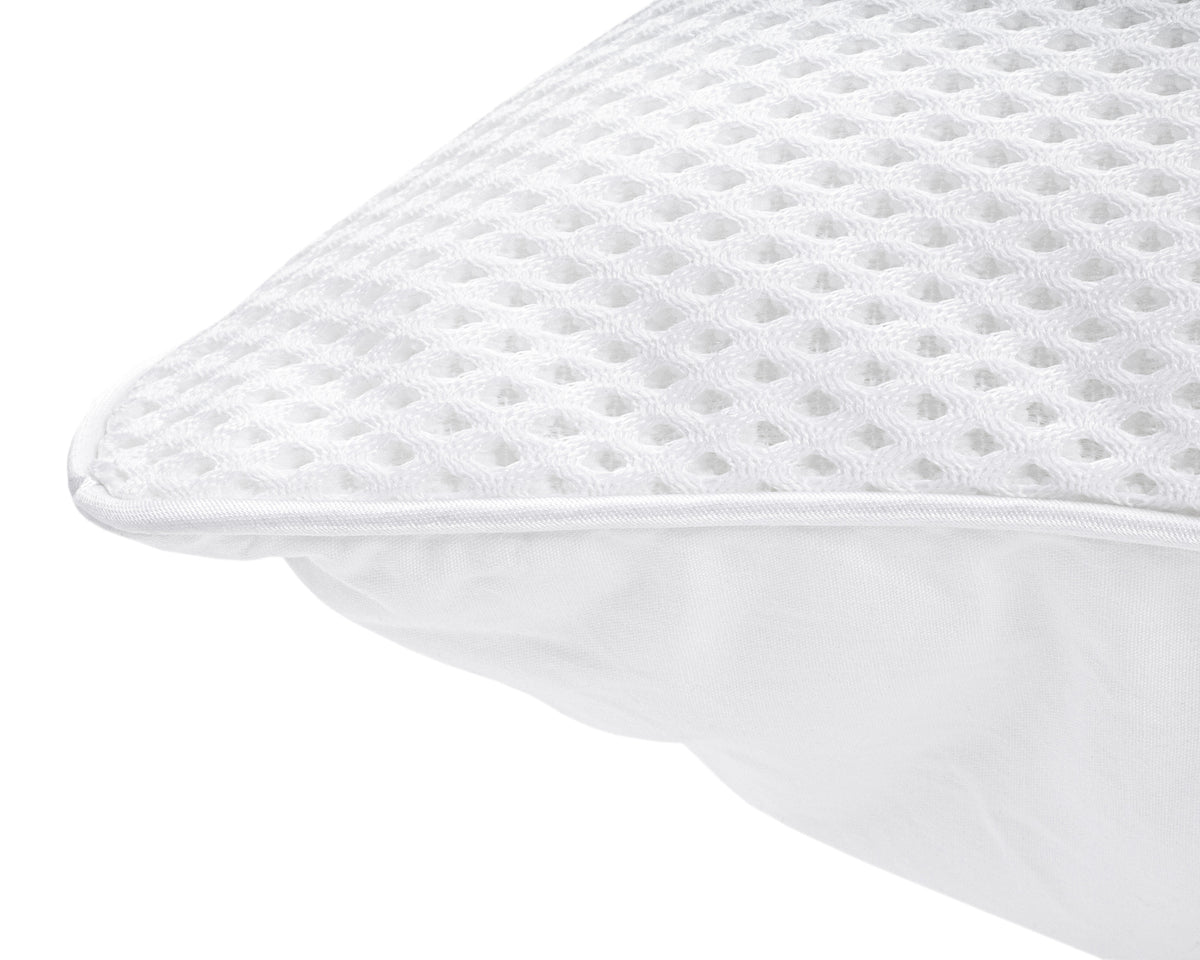 Hoofdkussen microgel ventilerend 3D-mesh perkal-katoen wit 50 x 70 cm, laag en medium stevig