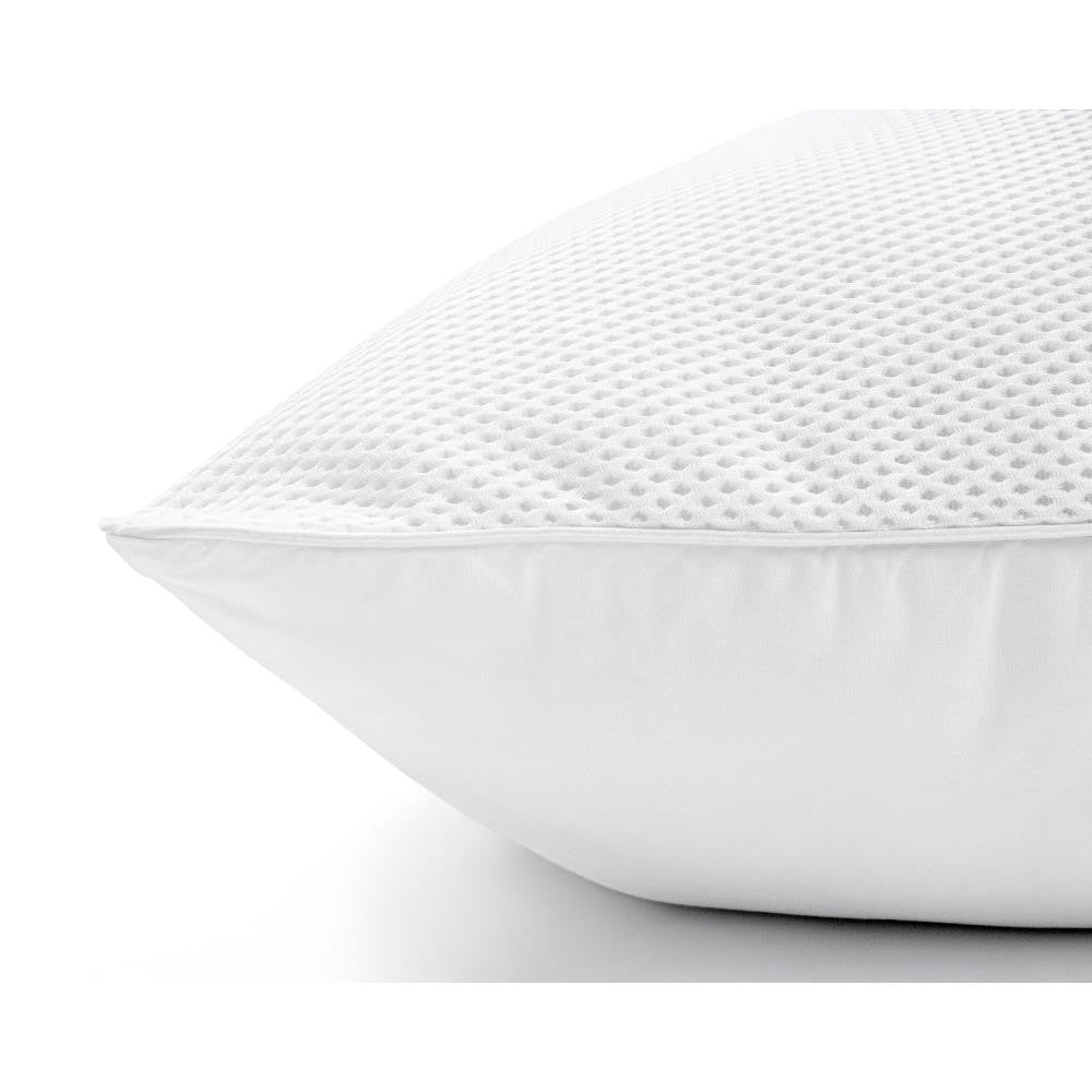 Hoofdkussen microgel ventilerend 3D-mesh perkal-katoen wit 50 x 70 cm, laag en medium stevig