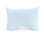 Neksteunkussen verkoelend microgel, wit met blauw, 45 x 65 cm, hoogte 8 cm, voor zij-, rug- en buikslapers