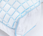 Neksteunkussen verkoelend microgel, wit met blauw, 45 x 65 cm, hoogte 8 cm, voor zij-, rug- en buikslapers
