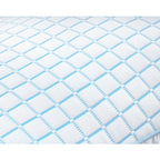 Neksteunkussen verkoelend microgel, wit met blauw, 45 x 65 cm, hoogte 8 cm, voor zij-, rug- en buikslapers