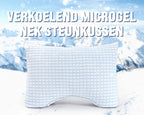 Neksteunkussen verkoelend microgel, wit met blauw, 45 x 65 cm, hoogte 8 cm, voor zij-, rug- en buikslapers