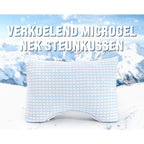 Neksteunkussen verkoelend microgel, wit met blauw, 45 x 65 cm, hoogte 8 cm, voor zij-, rug- en buikslapers