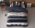Dekbedovertrek katoenmengsel marineblauw met Noors patroon 200 x 220 cm, met 2 kussenslopen 60 x 70 cm