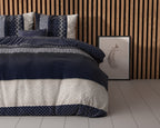 Dekbedovertrek katoenmengsel marineblauw met Noors patroon 200 x 220 cm, met 2 kussenslopen 60 x 70 cm