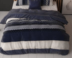 Dekbedovertrek katoenmengsel marineblauw met Noors patroon 200 x 220 cm, met 2 kussenslopen 60 x 70 cm