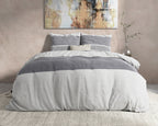 Dekbedovertrek flanel katoen Skylar antraciet 240 x 220 cm, met kussenslopen 60 x 70 cm