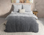 Dekbedovertrek flanel katoen antraciet 240 x 220 cm, met 2 kussenslopen 60 x 70 cm, slaapkamer