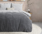 Dekbedovertrek flanel katoen antraciet 240 x 220 cm, met 2 kussenslopen 60 x 70 cm, slaapkamer