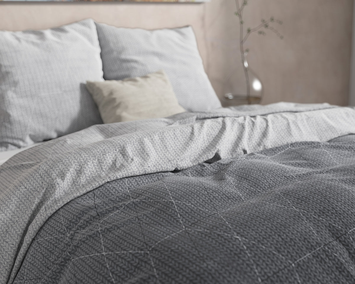 Dekbedovertrek flanel katoen antraciet 240 x 220 cm, met 2 kussenslopen 60 x 70 cm, slaapkamer