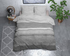 Dekbedovertrek flanel katoen gestreept grijs 240 x 220 cm, met 2 kussenslopen 60 x 70 cm
