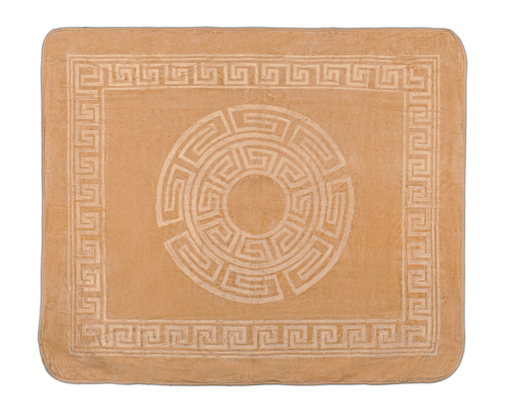 Fleecedeken polyester geëmbosseerd beige 200 x 240 cm, voor slaapkamer en woonkamer