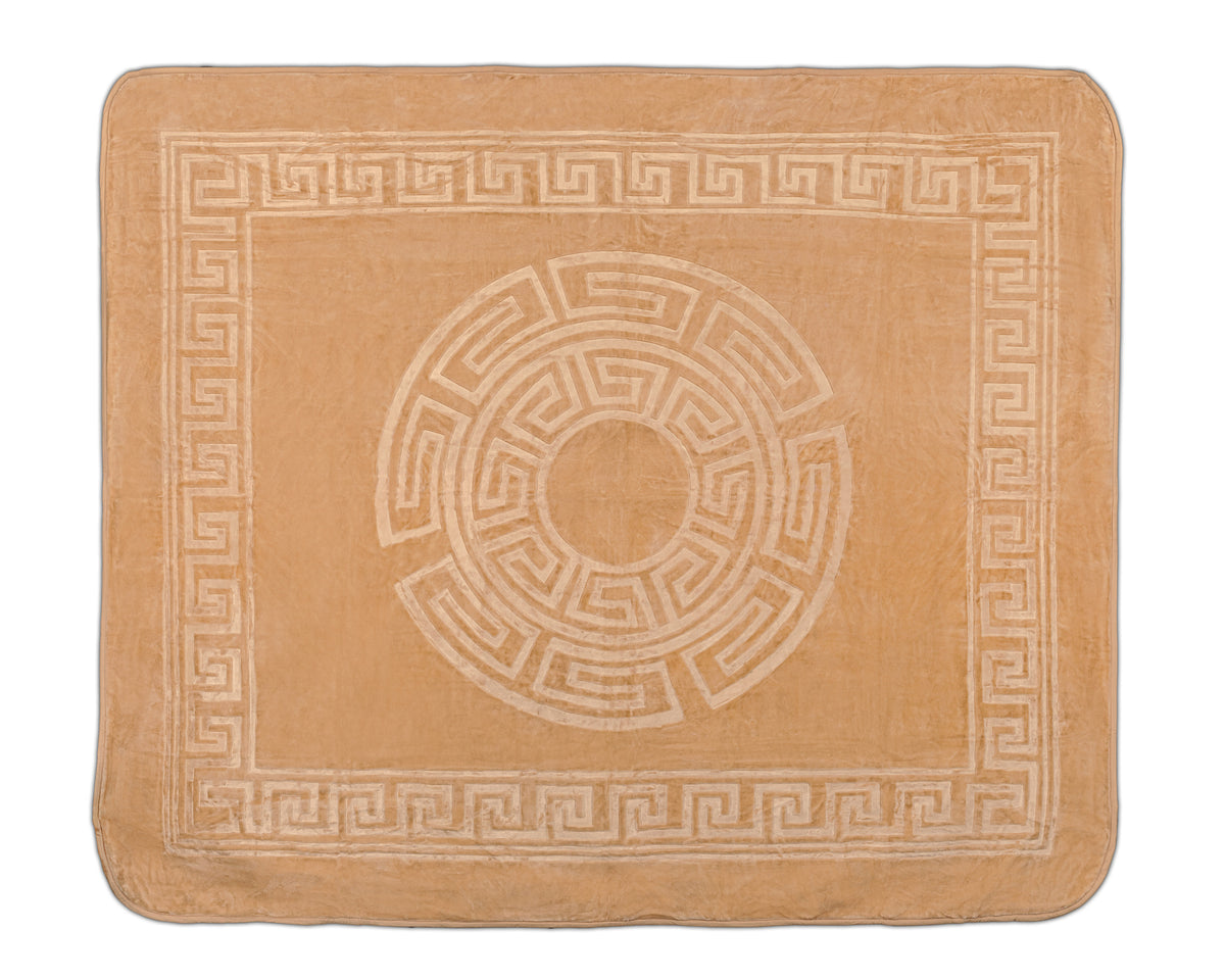 Fleecedeken polyester geëmbosseerd beige 200 x 240 cm, voor slaapkamer en woonkamer