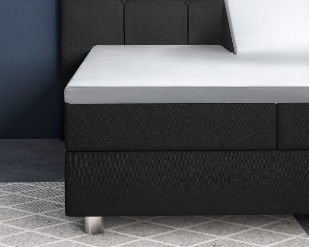 Splittopper hoeslaken katoensatijn wit 160 x 200 cm, T210, voor matrashoogte 8–12 cm