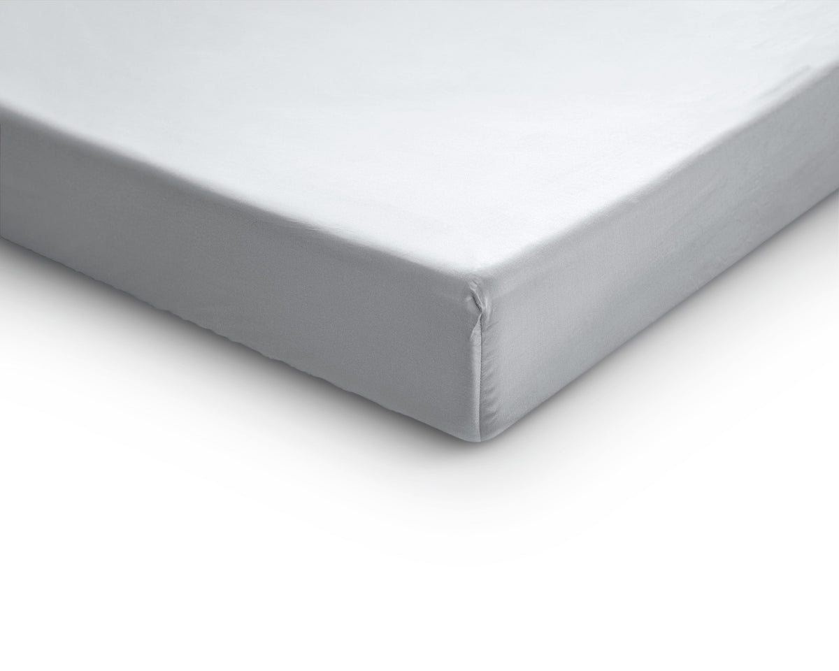Splittopper hoeslaken katoensatijn T210 wit 180 x 220 cm, met elastiek rondom voor matrashoogte 8–12 cm