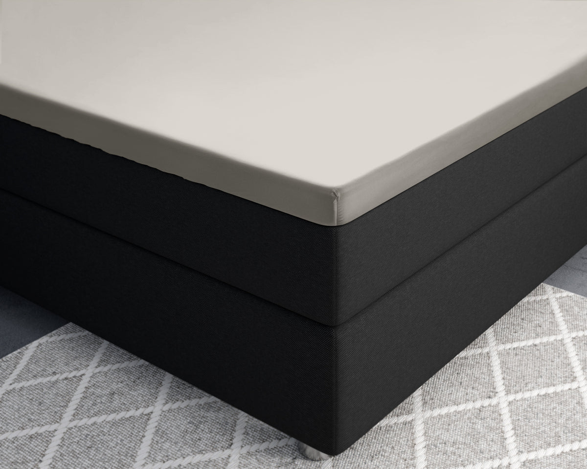 Splittopper hoeslaken katoensatijn crème 160 x 200 cm, hoekhoogte 15 cm, T210