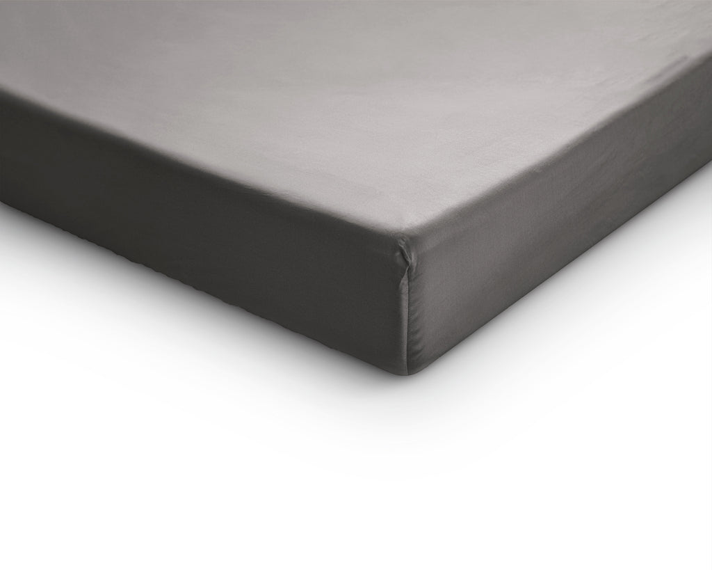 Splittopper hoeslaken katoensatijn T210 grijs 180 x 200 cm, anti-huisstofmijt en antiallergisch