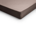 Splittopper hoeslaken katoensatijn taupe 180 x 220 cm, voor split-topper matras, hoekhoogte 15 cm