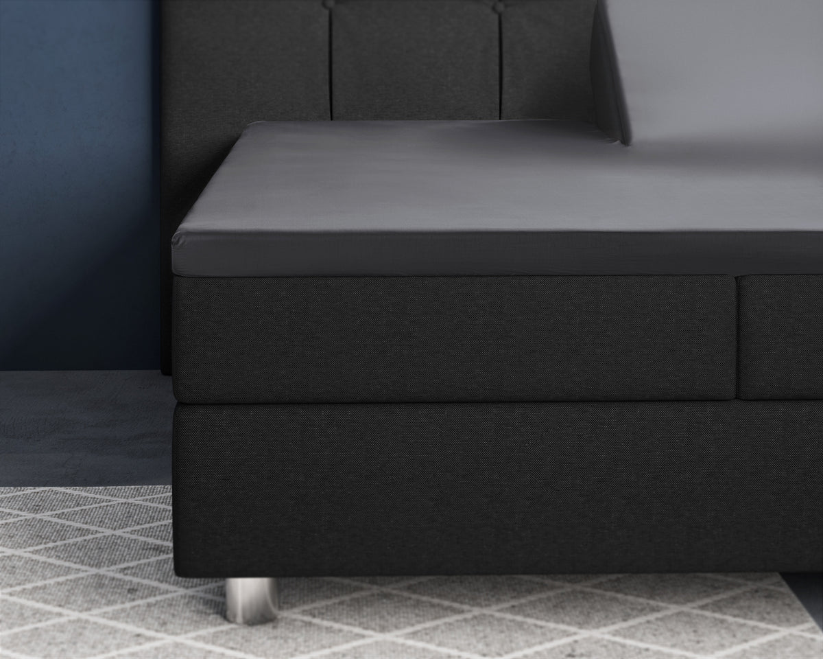 Hoeslaken splittopper katoensatijn antraciet 160 x 200 cm, elastische rand voor matrashoogte 8–12 cm
