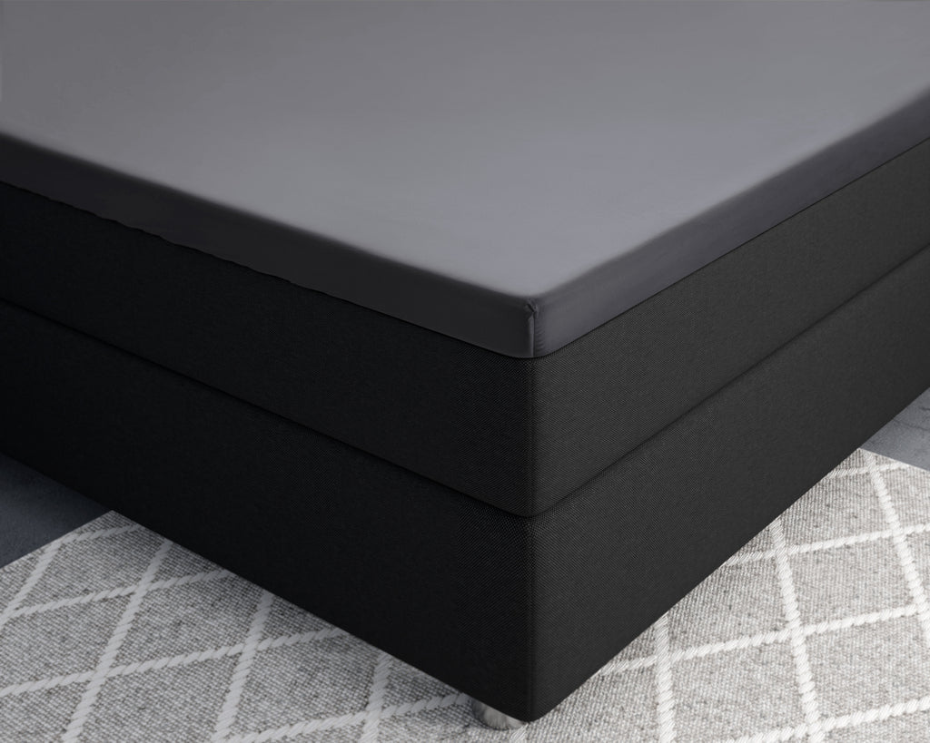 Hoeslaken splittopper katoensatijn antraciet 160 x 200 cm, elastische rand voor matrashoogte 8–12 cm
