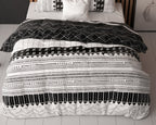 Dekbedovertrek katoen polyester Artic Stripe wit zwart 200 x 220 cm, met 2 kussenslopen 60 x 70 cm