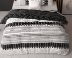 Dekbedovertrek katoen polyester Artic Stripe wit zwart 200 x 220 cm, met 2 kussenslopen 60 x 70 cm