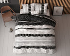 Dekbedovertrek katoen polyester Artic Stripe wit zwart 200 x 220 cm, met 2 kussenslopen 60 x 70 cm