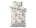 Dekbedovertrek katoen/polyester taupe palmbladeren 140 x 220 cm, met kussensloop 60 x 70 cm