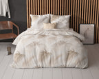 Dekbedovertrek katoen/polyester taupe palmbladeren 140 x 220 cm, met kussensloop 60 x 70 cm