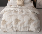 Dekbedovertrek Jayda katoen/polyester taupe met bladprint 200 x 220 cm, met 2 kussenslopen 60 x 70 cm
