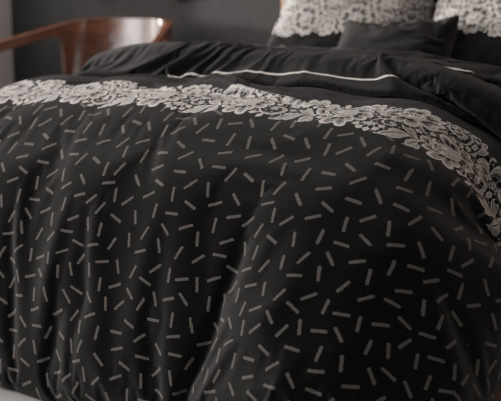 Dekbedovertrek micropercal Dervio antraciet 140 x 220 cm, met 2 kussenslopen 60 x 70 cm