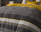 Dekbedovertrek katoen polyester gestreept oker, grijs en antraciet 140 x 220 cm, met kussensloop 60 x 70 cm