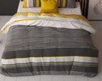 Dekbedovertrek katoen polyester Drake gestreept zwart 240 x 220 cm, met 2 kussenslopen 60 x 70 cm
