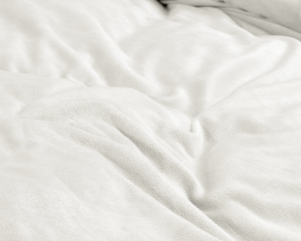 Dekbedovertrek velvet polyester effen wit 140 x 220 cm, met kussensloop 60 x 70 cm, eenpersoons
