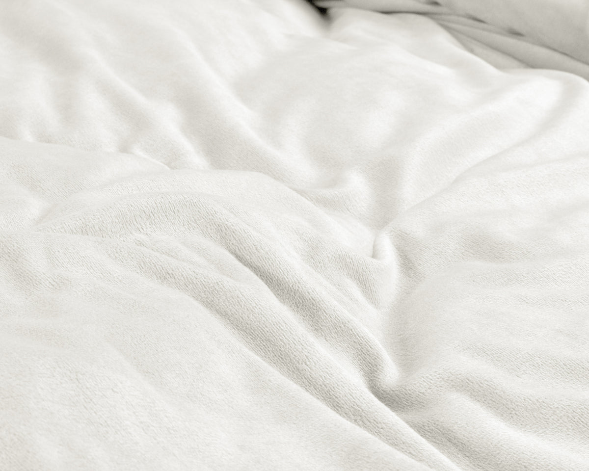 Dekbedovertrek velvet polyester effen wit 140 x 220 cm, met kussensloop 60 x 70 cm, eenpersoons