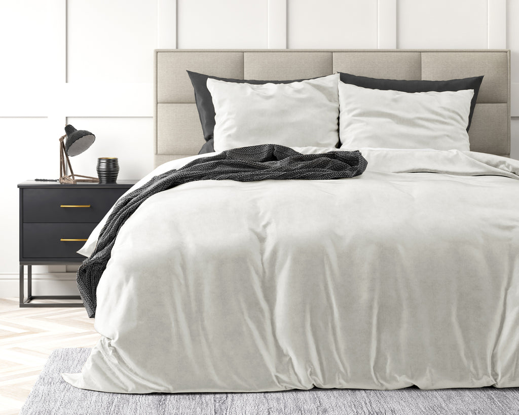 Dekbedovertrek velvet polyester wit effen 240 x 220 cm, met kussenslopen 60 x 70 cm