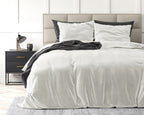 Dekbedovertrek velvet polyester wit effen 240 x 220 cm, met kussenslopen 60 x 70 cm