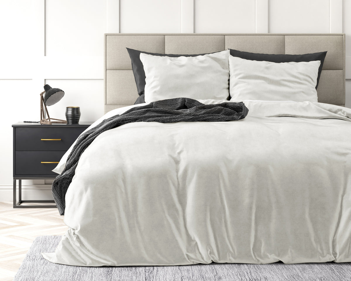 Dekbedovertrek velvet polyester wit effen 240 x 220 cm, met kussenslopen 60 x 70 cm