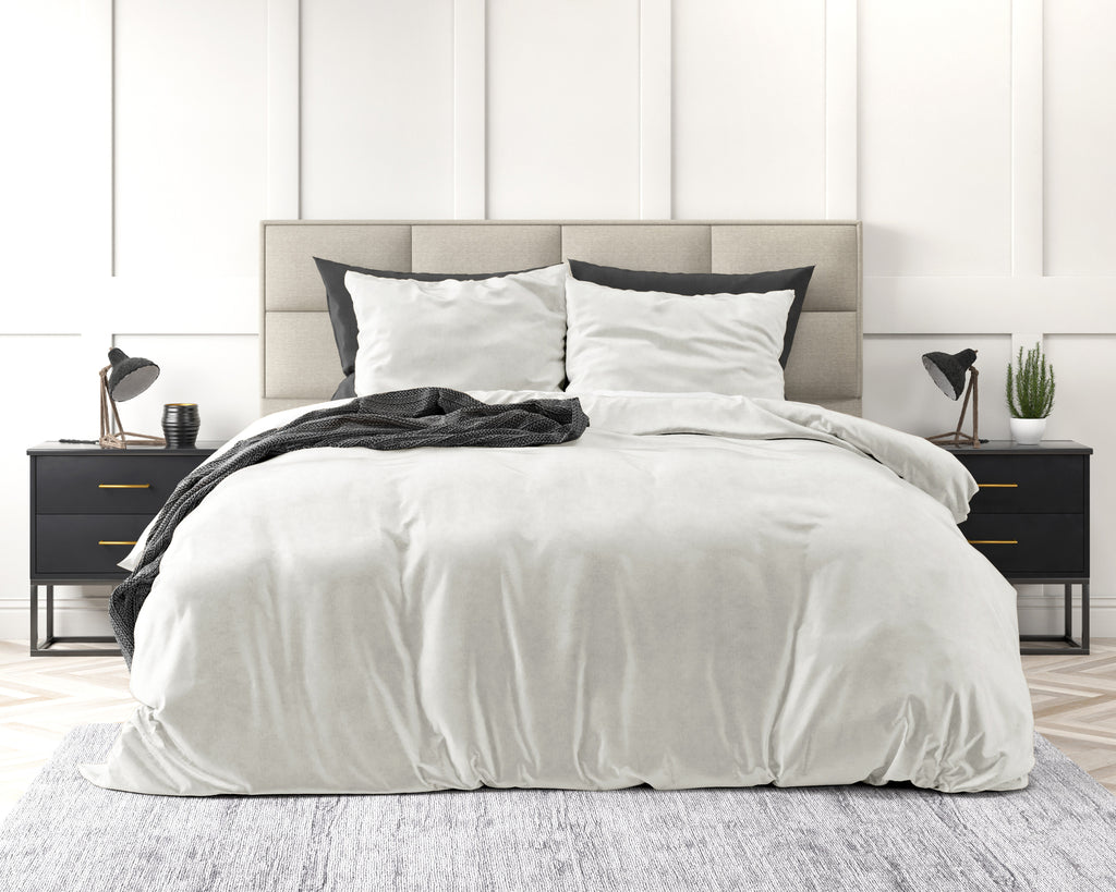 Dekbedovertrek velvet polyester wit effen 240 x 220 cm, met kussenslopen 60 x 70 cm