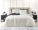 Dekbedovertrek velvet polyester wit effen 240 x 220 cm, met kussenslopen 60 x 70 cm