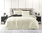 Dekbedovertrek velvet fluweelzacht crème effen 200 x 220 cm, met 2 kussenslopen 60 x 70 cm