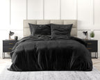 Dekbedovertrek fluweel effen zwart 140 x 220 cm, met kussensloop 60 x 70 cm, eenpersoons