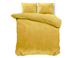Dekbedovertrek velvet effen goud 240 x 220 cm, met 2 kussenslopen 60 x 70 cm voor de slaapkamer