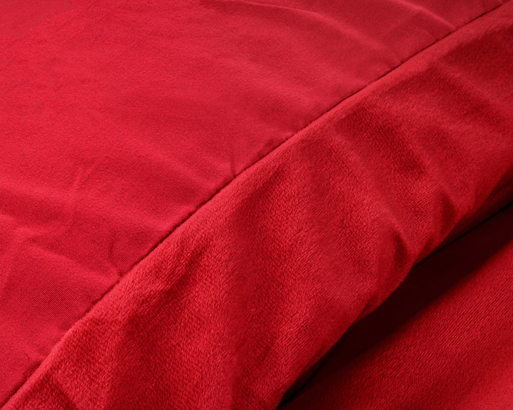 Dekbedovertrek fluweel polyester effen rood 240 x 220 cm, met 2 kussenslopen 60 x 70 cm
