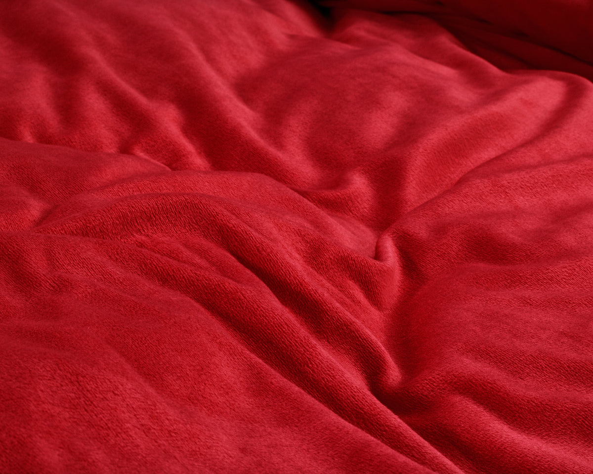 Dekbedovertrek fluweel polyester effen rood 240 x 220 cm, met 2 kussenslopen 60 x 70 cm