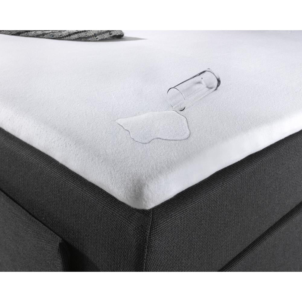 Hoeslaken topper waterdicht katoen jersey wit 160 x 220 cm, hoekhoogte 10 cm, elastiek in hoeken