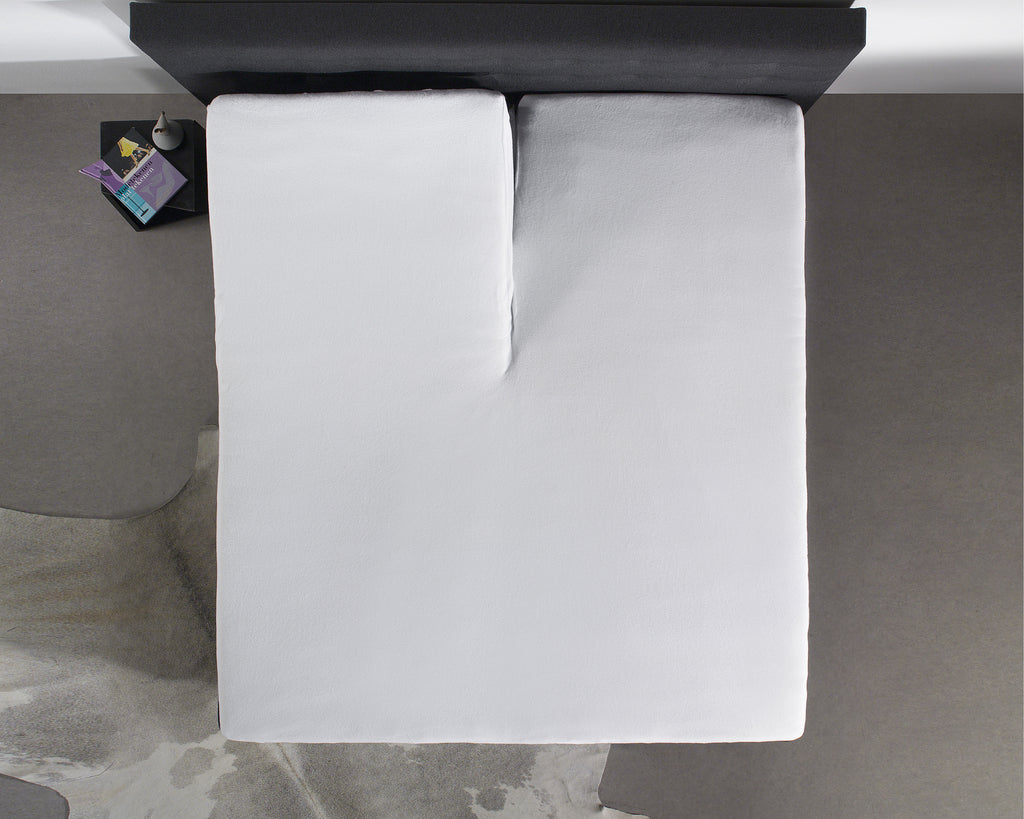 Hoeslaken splittopper waterdicht molton katoen wit 140 x 200 cm, hoekhoogte tot 10 cm