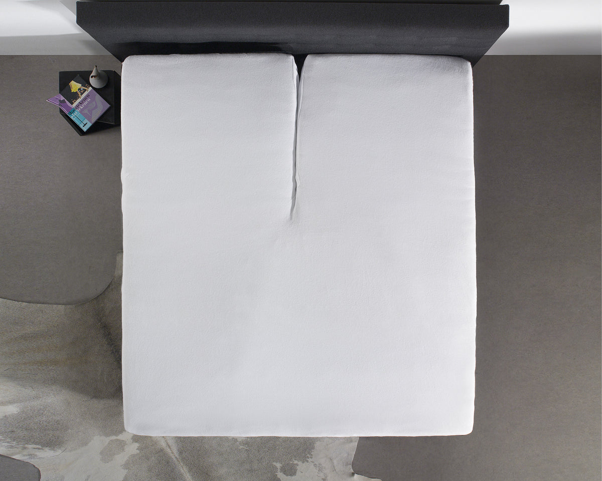 Waterdicht hoeslaken molton katoen met TPU-laag wit 160 x 220 cm, matrasbeschermer voor split-topper