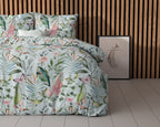 Dekbedovertrek micropercal katoen botanisch groen 140 x 220 cm, met kussensloop 60 x 70 cm, eenpersoons