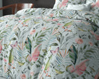 Dekbedovertrek micropercal katoen groen bloemenprint 240 x 220 cm, met 2 kussenslopen 60 x 70 cm